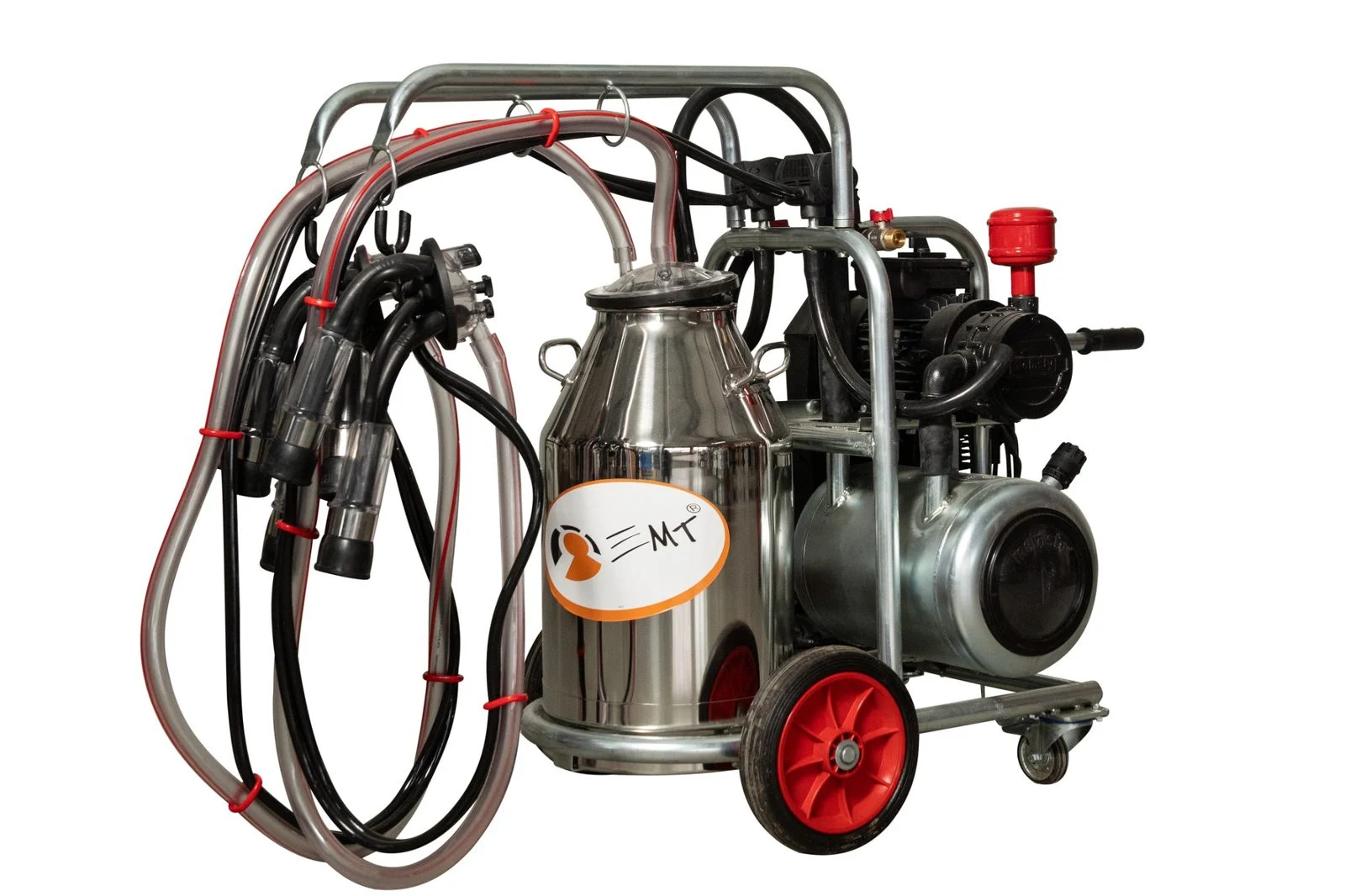 Aparat de muls vaci Melasty galvanizat, motor pe benzina, 2 posturi si bidon inox 40 L