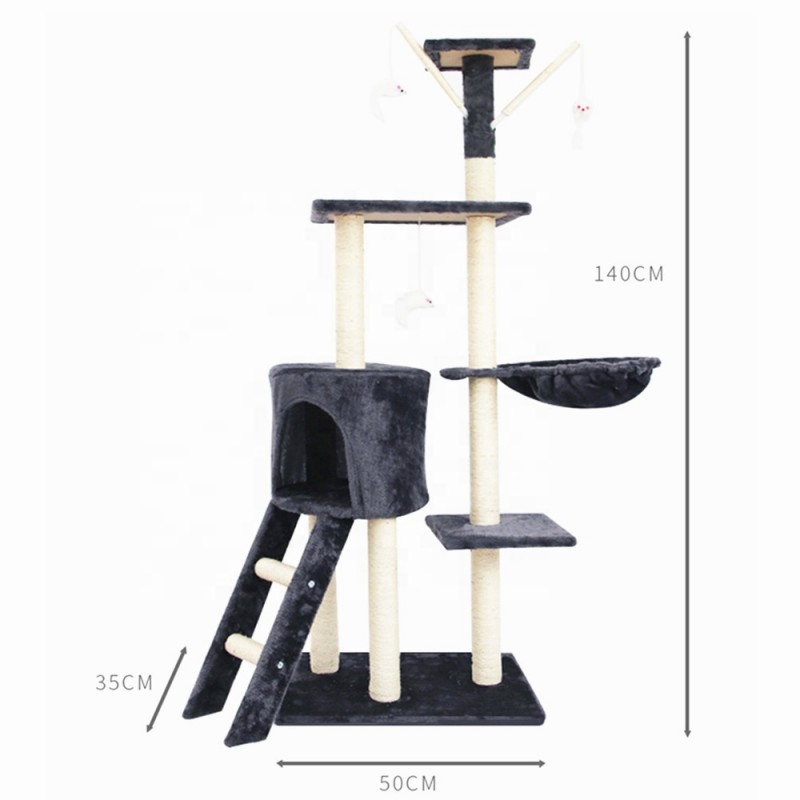 Ansamblu de joaca pentru pisici, culcus, copac, trei soricei, 140x50x35cm - imagine 3