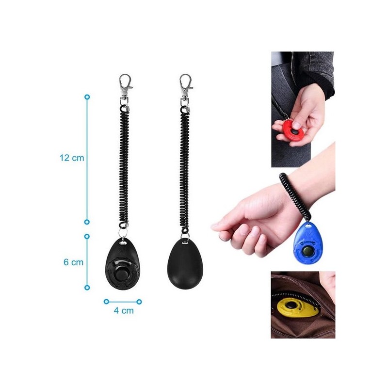 Clicker pentru dresaj caini, cablu spiralat flexibil, 6 cm - imagine 2