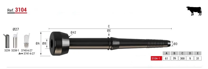 Manson lung din cauciuc pentru bovine Ø26 – Set 4 Buc. (Ref. 3104-1)