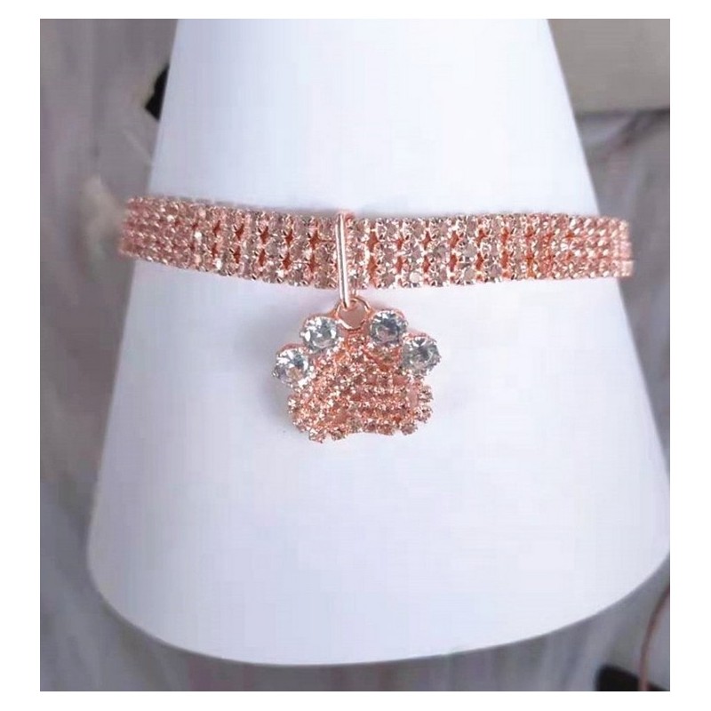 Colier elegant pentru animale de companie cu diamante, cristale si strasuri