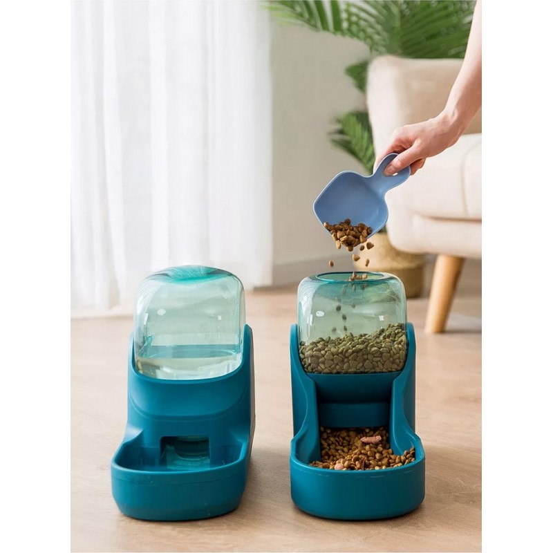 Set 1x Dispenser automat mancare si 1x Dispenser automat apa pentru Caini si Pisici, 3.8l - imagine 5