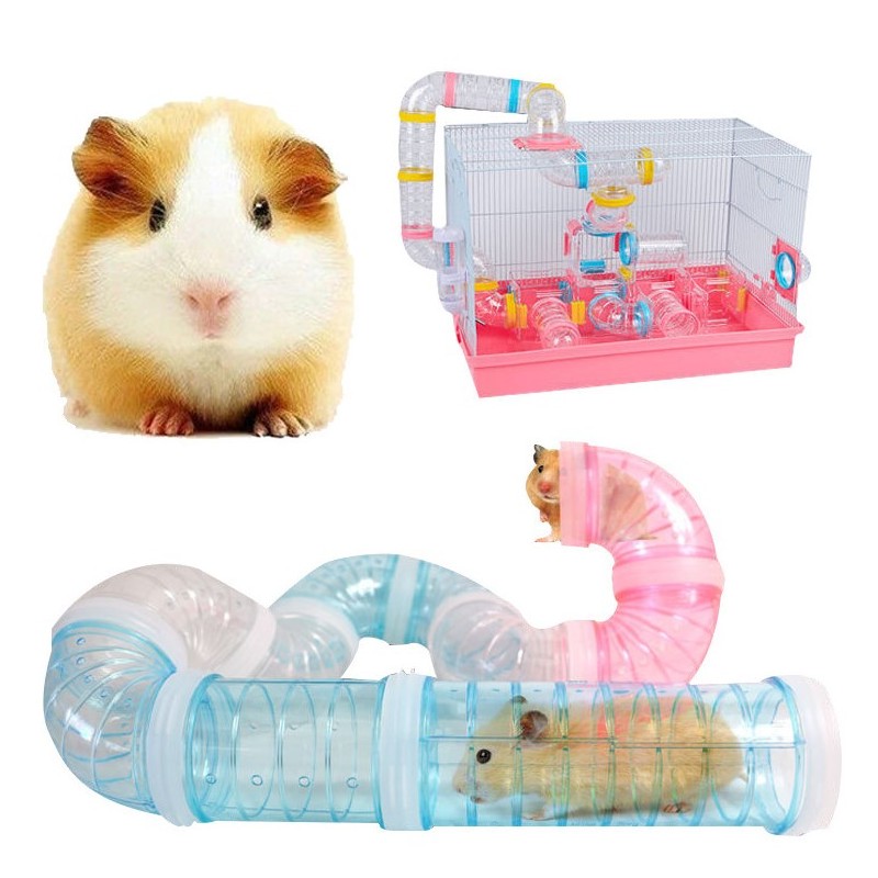 Set tubulatura pentru cusca hamsteri, tunel viu colorat, tuburi detasabile