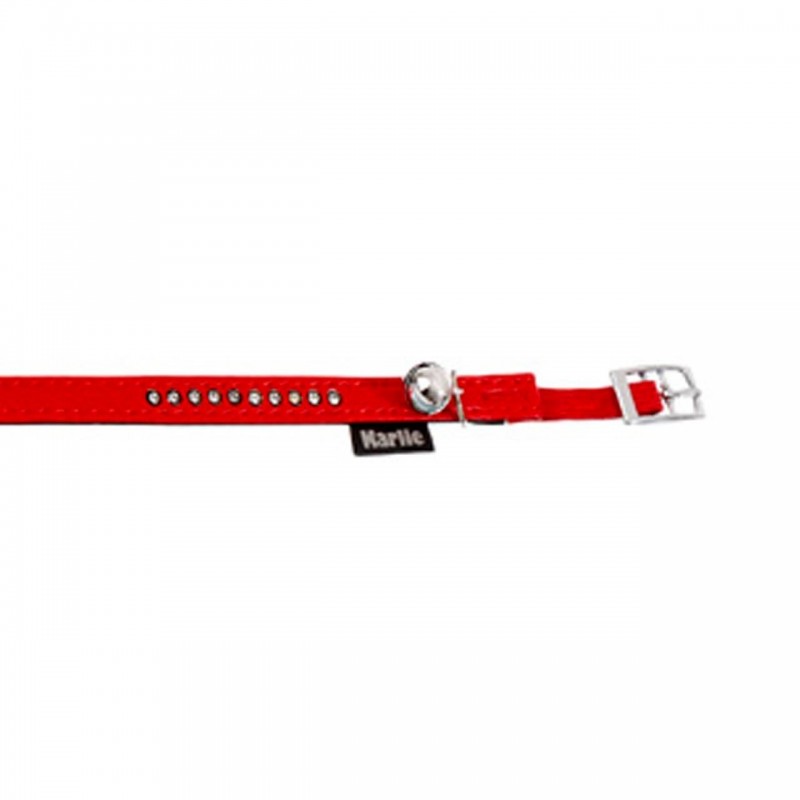 Zgarda Flamingo Red Cu Clopotel & Strasuri Pentru Pisici 30cm*10mm