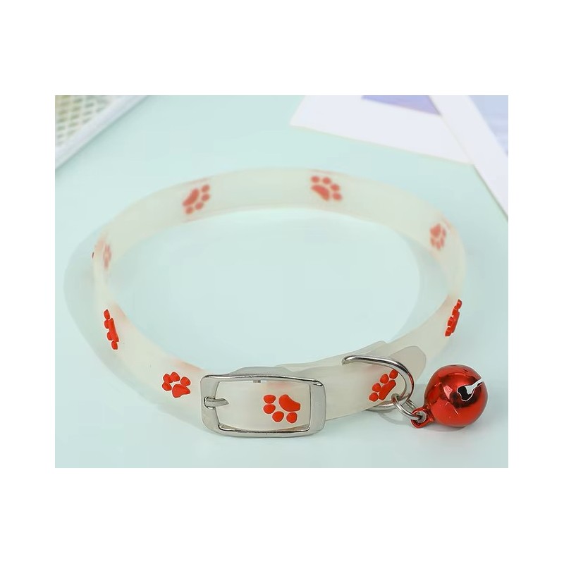 Zgarda fosforescenta pentru pisici, cu clopotel, incarcare la soare, ajustabila, cauciuc fin, 28.5 cm